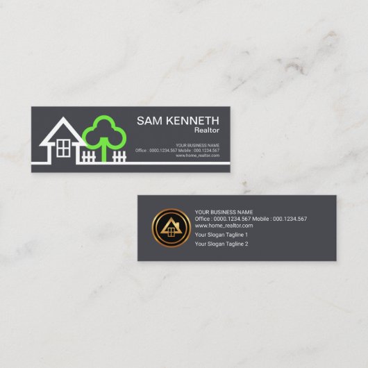 創造的なホワイトハウスの棒杭の囲いの不動産仲介業者 スキニー名刺 (正面/裏面)