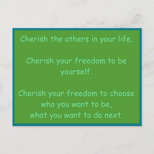 創造的なポストカード9 愛すべきもの / 緑 ポストカード (正面)