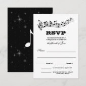 創造的なミュージシャン ピアノ 鍵 結婚式 出欠カード (正面/裏面)