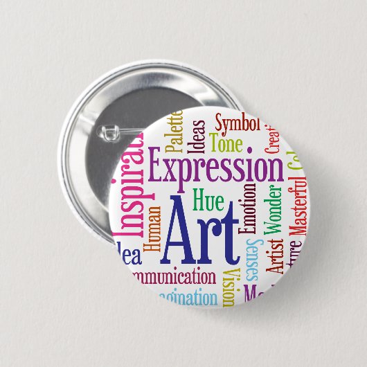 創造的な人の芸術およびインスピレーションの単語の雲 缶バッジ (正面&裏面)