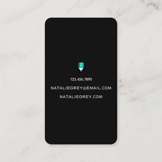 創造的な作家のコピーライターの編集者のモダンの鉛筆 名刺 (裏面)