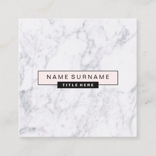 創造的な大理石のパステル調ピンクの正方形の名刺 スクエア名刺 (正面)
