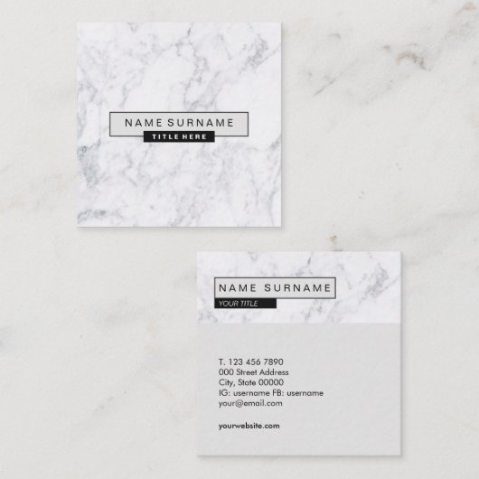創造的な大理石の薄い灰色の正方形の名刺 スクエア名刺 (正面/裏面)
