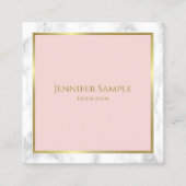創造的な大理石の金ゴールドの赤面のピンクのモダンのテンプレート スクエア名刺 (正面)