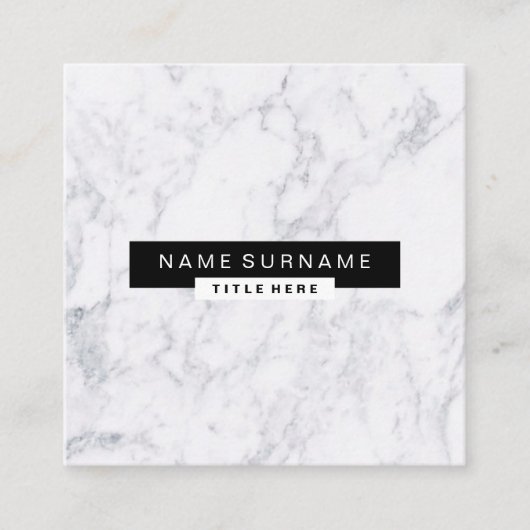 創造的な大理石の黒い及び白い四角の名刺 スクエア名刺 (正面)