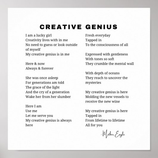 創造的な天才  inspirational 詩 壁 アート デコレーション (正面)