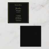 創造的な手の原稿のフォントのエレガントで黒い金ゴールドの平野 スクエア名刺 (正面/裏面)