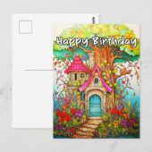 創造的な抽象的なキノコのツリーハウスイラスト ポストカード (正面/裏面)