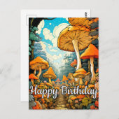 創造的な抽象的なキノコの森のイラスト ポストカード (正面/裏面)