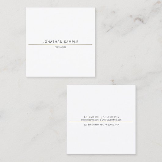 創造的な最小主義のデザインの金ゴールドの平野の贅沢 スクエア名刺 (正面/裏面)