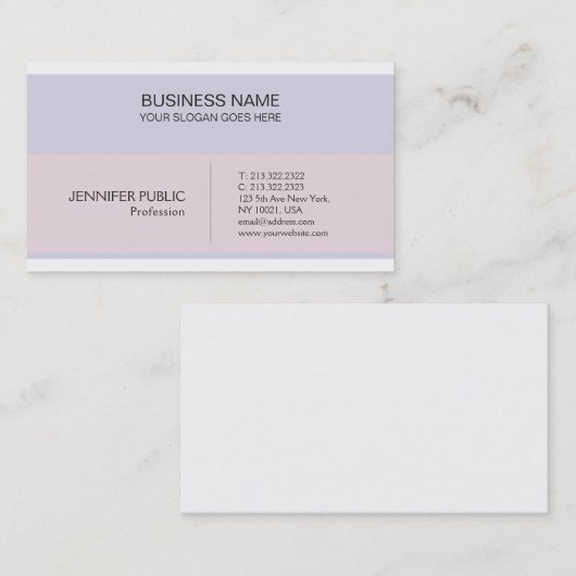 創造的な最小主義のモダンでエレガントな色のデザイン 名刺 (正面/裏面)