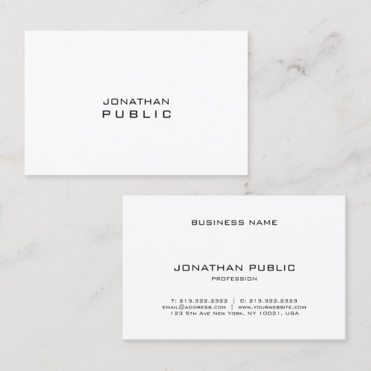 創造的な最小主義のモダンな平野のカッコいいのプロフェッショナル 名刺 (正面/裏面)