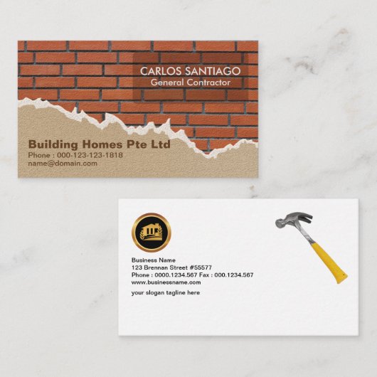 創造的な煉瓦積みおよびプラスター建築 名刺 (正面/裏面)