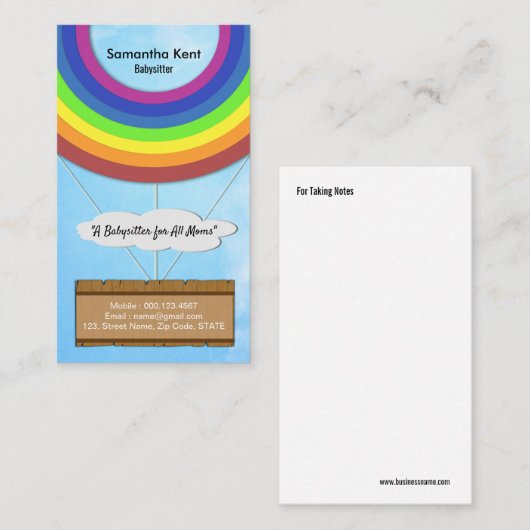 創造的な熱気の気球の乳母の名刺 名刺 (正面/裏面)