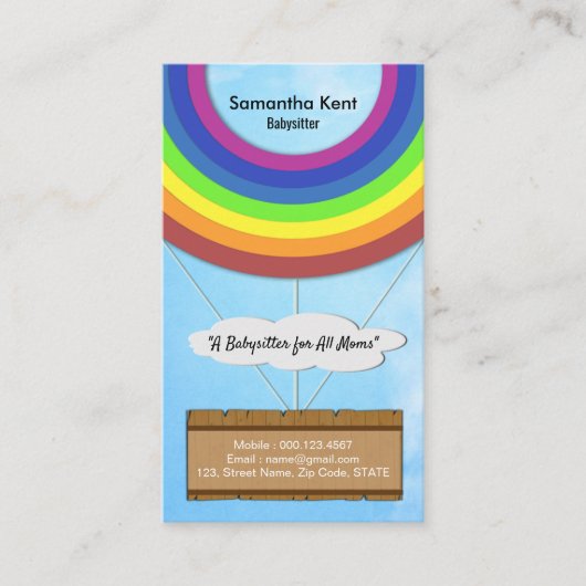 創造的な熱気の気球の乳母の名刺 名刺 (正面)