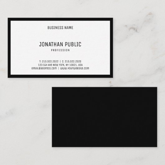 創造的な白黒のモダンのお洒落でエレガントなデザイン 名刺 (正面/裏面)