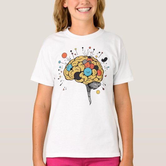 創造的な脳の抽象的なメンタルヘルスのイラスト Tシャツ (正面)