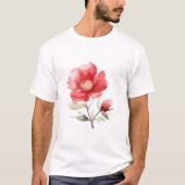 創造的な赤い花のスタイルアート Tシャツ (正面)