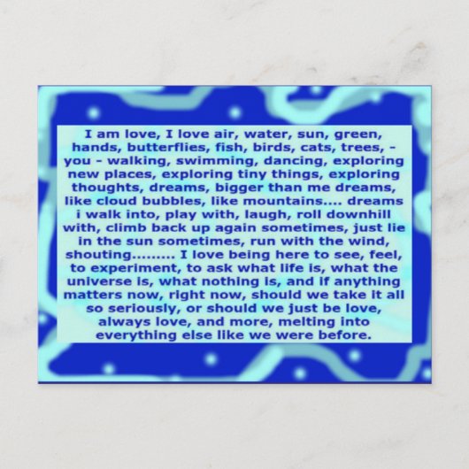 創造的な郵便はがき4a私は愛、夢で、ここにいます ポストカード (正面)