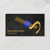 創造的な金ゴールドのギターのスタイリッシュな灰色のグランジなミュージシャン 名刺 (正面)