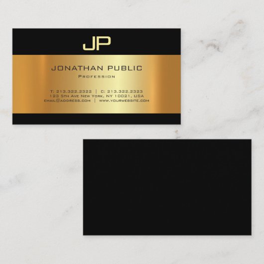 創造的な金ゴールドライト影のモダンで審美的な贅沢 名刺 (正面/裏面)