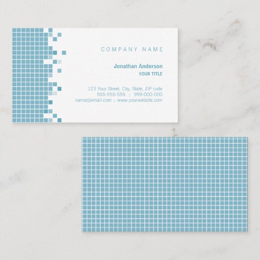 創造的な青いピクセル 名刺 (正面/裏面)