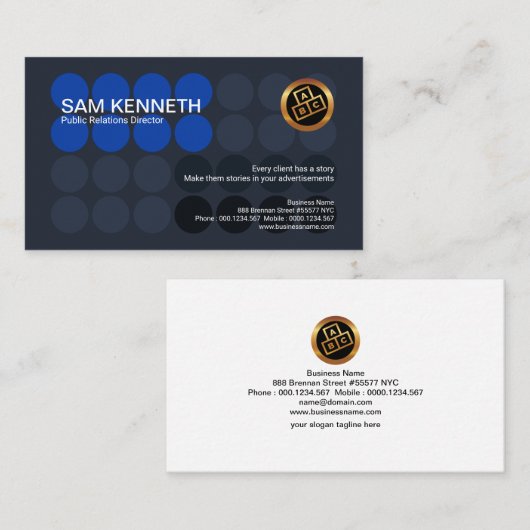 創造的な青は表記のPR活動に点を打ちます 名刺 (正面/裏面)