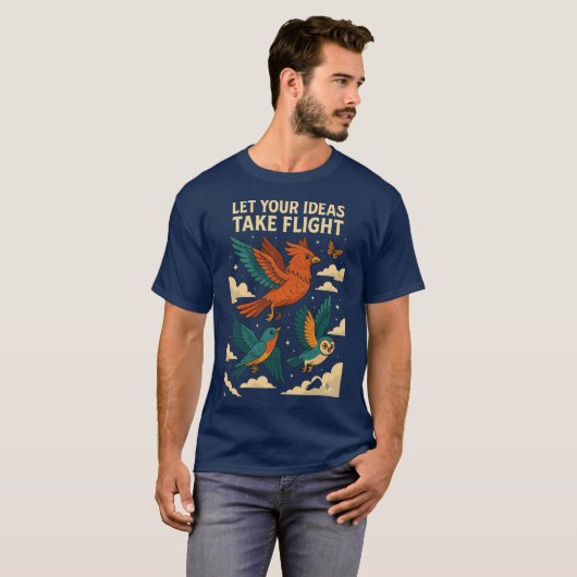 創造的な鳥のポスター Tシャツ (正面フル)