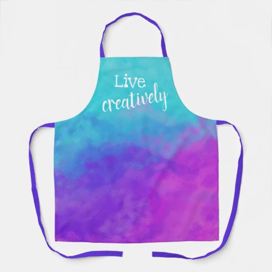 創造的に紫、ピンク、ティール（緑がかった色）エプロン エプロン (正面)