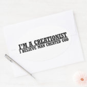 創造論者の無神論おもしろいのユーモアだ 楕円形シール (封筒)