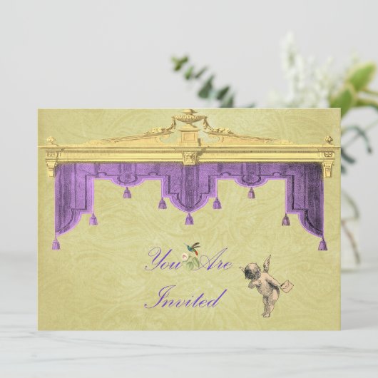 劇場のカーテンが結婚式への招待を 招待状 (スタンド正面)