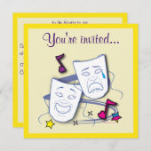 劇場のパーティーの誕生日 招待状 (正面/裏面)