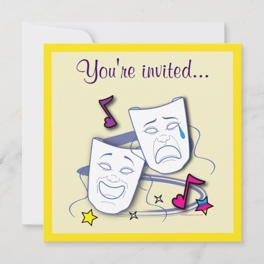 劇場のパーティーの誕生日 招待状 (正面)