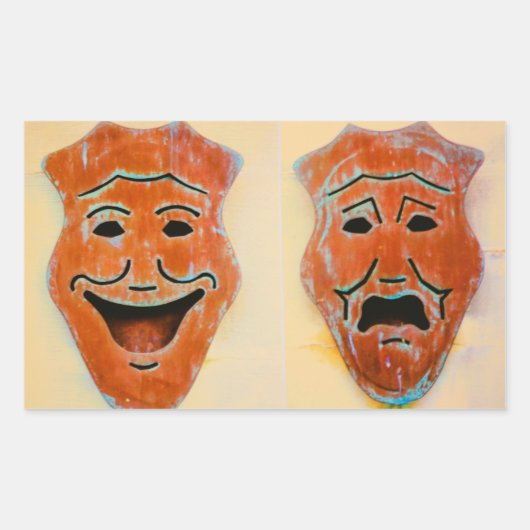 劇場の仮面 長方形シール (正面)