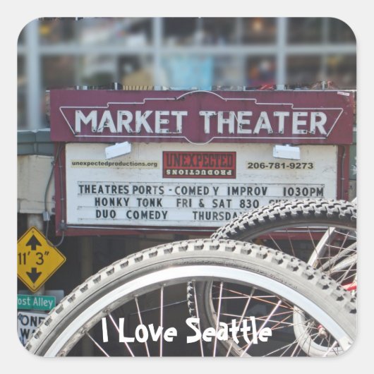 劇場の自転車 スクエアシール (正面)