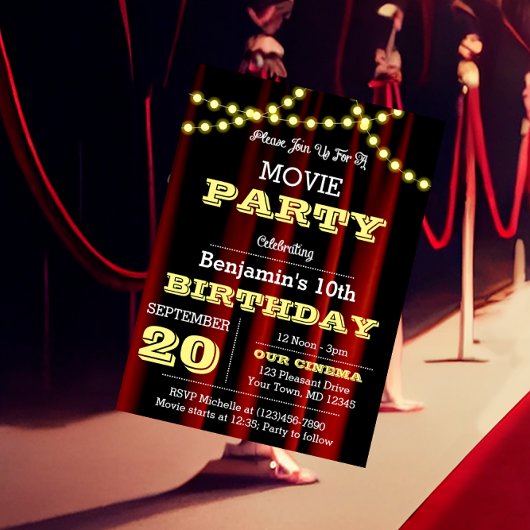 劇場ライト黄色オールオケージョン招待状 招待状