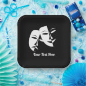 劇場仮面コメディ悲劇白黒カスタム9» ペーパープレート (パーティー)