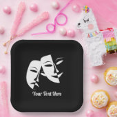 劇場仮面コメディ悲劇白黒カスタム9» ペーパープレート (パーティー)