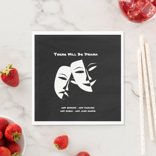 劇場仮面コメディ悲劇白黒劇 スタンダードランチョンナプキン (インサイチュ)