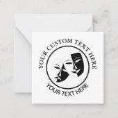 劇場仮面コメディ悲劇白黒 ノートカード (正面)