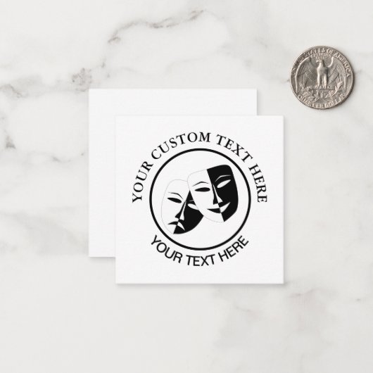 劇場仮面コメディ悲劇白黒 ノートカード (正面/裏面インサイチュ)