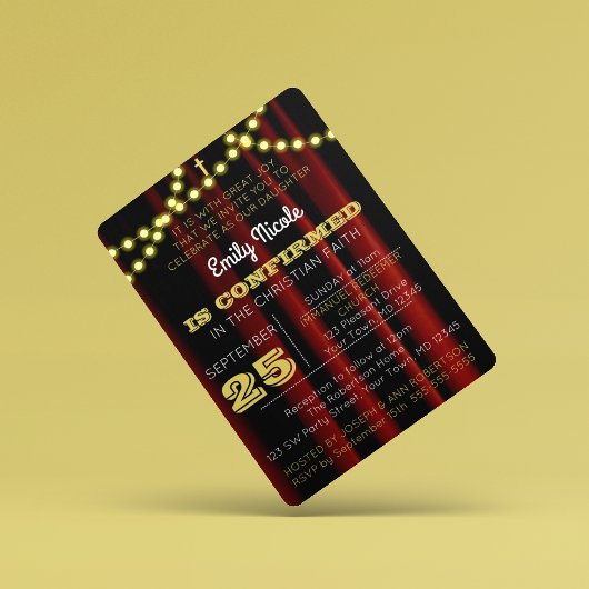 劇場照明ゴールド確認招待状 招待状