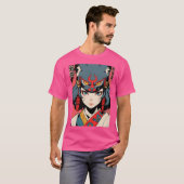 劇場猫ポスター80Sアニメ日本歌舞伎ネック Tシャツ (正面フル)