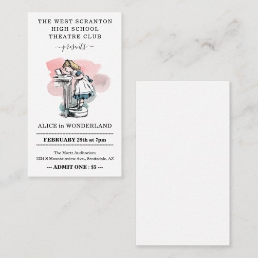 劇場遊入場チケット – 名刺サイズ エンクロージャーカード (正面/裏面)