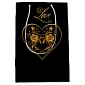 劇的かつエレガント金ゴールドバラ ミディアムペーパーバッグ (正面)