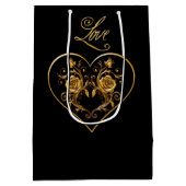 劇的かつエレガント金ゴールドバラ ミディアムペーパーバッグ (裏面)