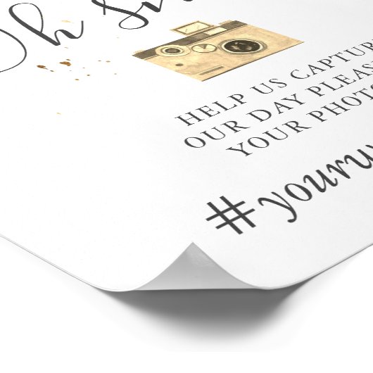 劇的なシルバー金ゴールドフローラのハッシュタグ記号 ポスター (角)