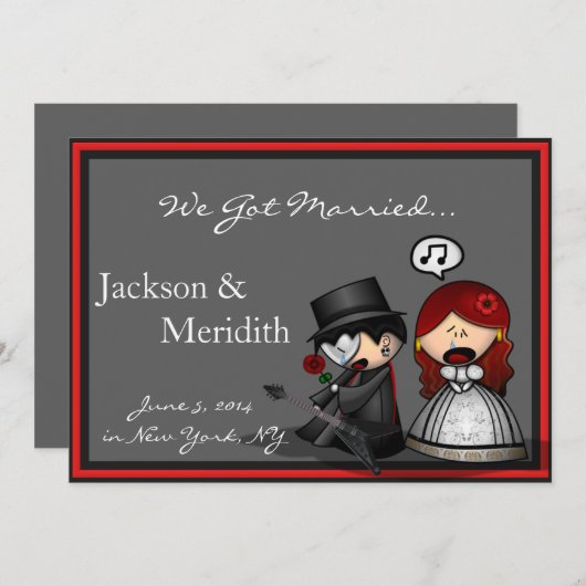 劇的なステージの駆け落ち発表 案内状 (正面/裏面)