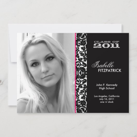 劇的なダマスク卒業発表 招待状 (正面)