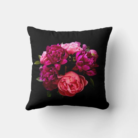 劇的なピンクと紫の牡丹 クッション (裏面)
